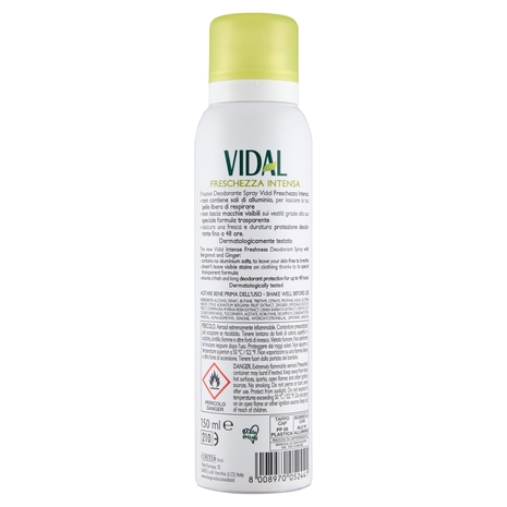 Vidal Freschezza Intensa Bergamotto e Zenzero Deo Spray 48H 150 ml